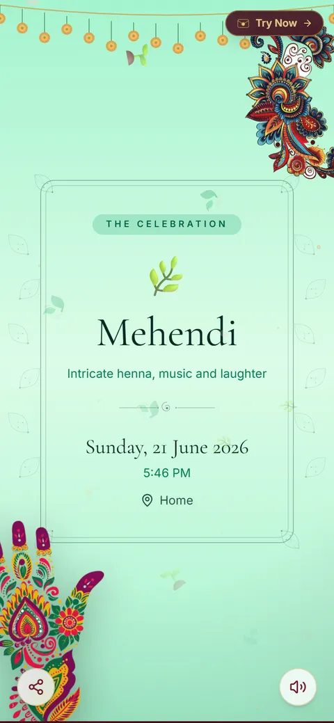 Mehendi Act invitation design preview